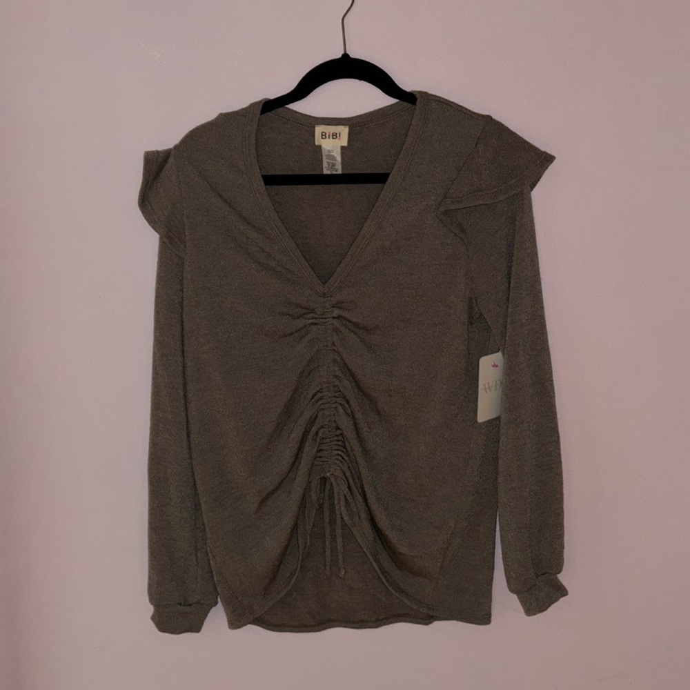Brand new brown bunched blouse